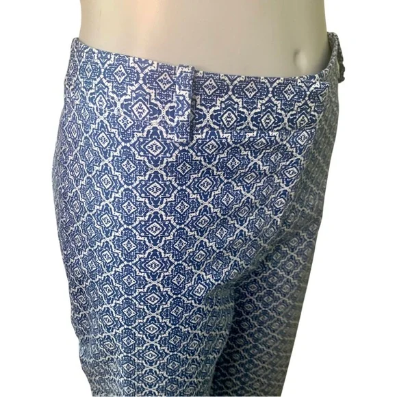 PURE COLLECTION Geo Print Cotton Capri Pants Blue and White - Picture 10 of 16